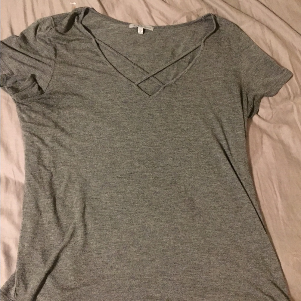 gray x crossed shirt